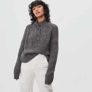 Everlane Lofty-Knit Henley, XS, NWT, Charcoal Grey